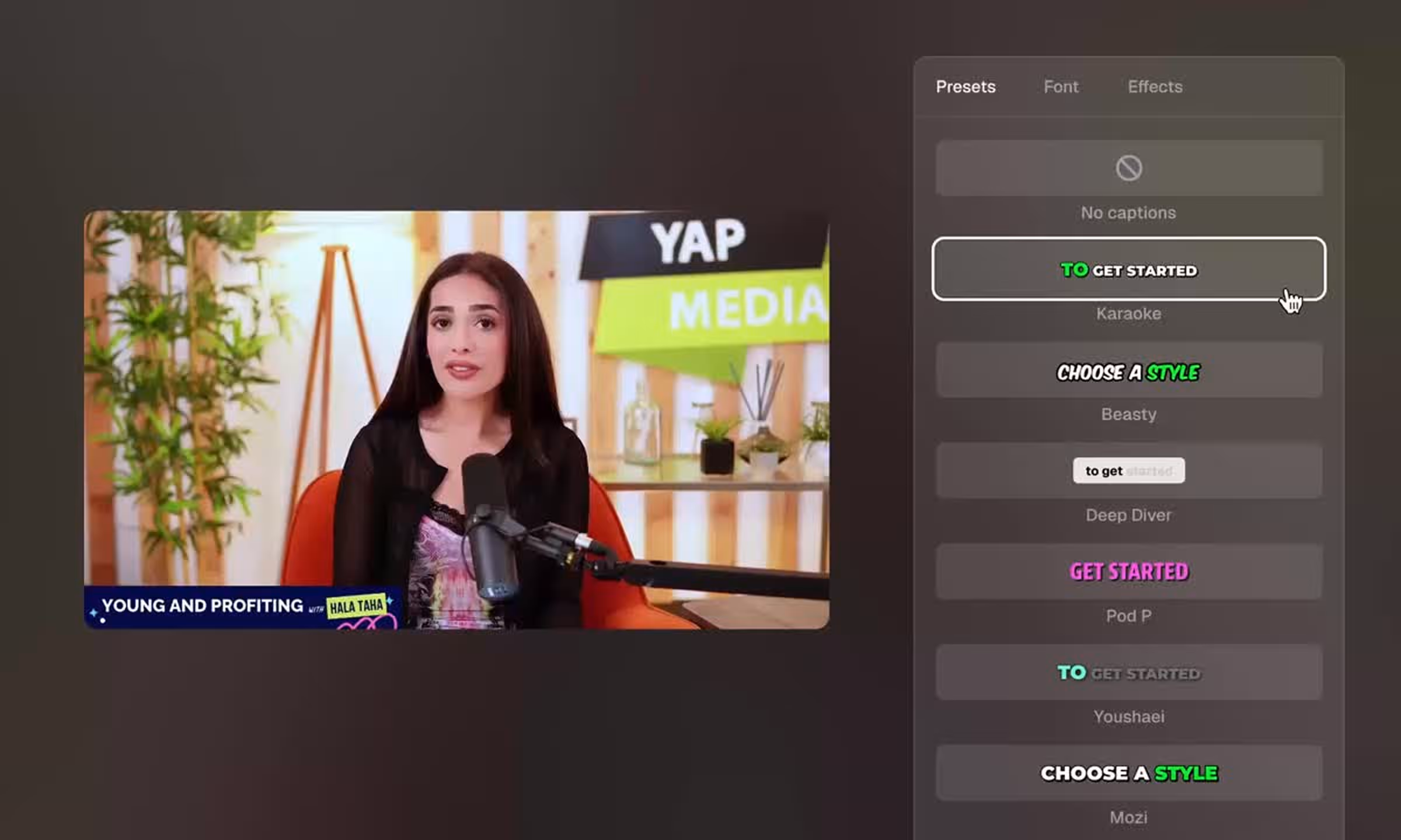 Opus Pro captions presets and animated caption styles for short videos