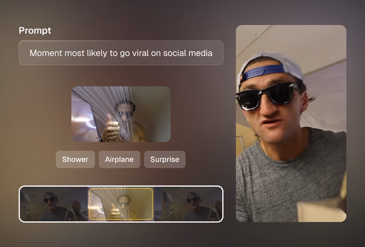ClipAnything prompt finding the moment most likely to go viral in a video
